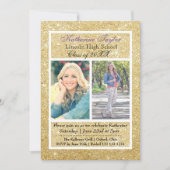 金ゴールドグリッター卒業発表2枚 招待状 (正面)