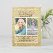 金ゴールドグリッター卒業発表2枚 招待状 (スタンド正面)