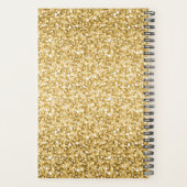 金ゴールドグリッター及びダイヤモンド付リボン プランナー手帳 (裏面)