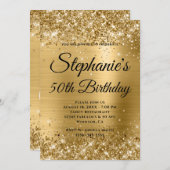 金ゴールドグリッター及びフォイルファンシーモノグラム 招待状 (正面/裏面)