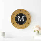 金ゴールドグリッター及びブラックモノグラム壁時計 ラージ壁時計 (ホーム)