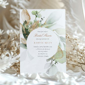 金ゴールドグリッター及びユーカリブライダルシャワー 招待状