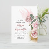 金ゴールドグリッター及び埃バラフローラブライダルシャワー 招待状 (スタンド正面)