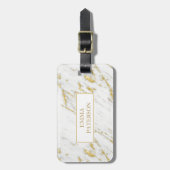 金ゴールドグリッター及び白大理石パターン ラゲッジタグ (正面縦)