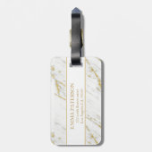 金ゴールドグリッター及び白大理石パターン ラゲッジタグ (裏面縦)