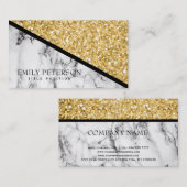 金ゴールドグリッター及び白大理石 名刺 (正面/裏面)