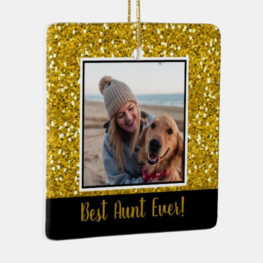 金ゴールドグリッター叔母エバークリスマス セラミックオーナメント (右)