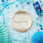 金ゴールドグリッター名クリーム婚約パーティ ペーパープレート (パーティー)