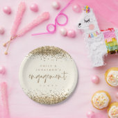 金ゴールドグリッター名クリーム婚約パーティ ペーパープレート (パーティー)