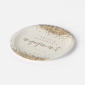 金ゴールドグリッター名クリーム婚約パーティ ペーパープレート (アングル)