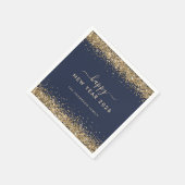 金ゴールドグリッター名ネイビーブルーハッピーニューイヤー2026 スタンダードカクテルナプキン (角)