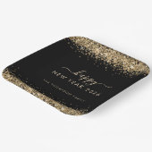 金ゴールドグリッター名ハッピーニューイヤー2026ブラック ペーパープレート (傾斜あり)