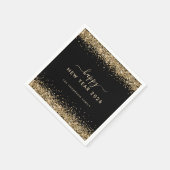 金ゴールドグリッター名ブラックハッピーニューイヤー2026 スタンダードカクテルナプキン (角)
