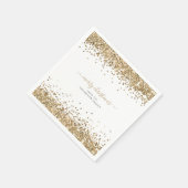 金ゴールドグリッター名ホワイトメリークリスマス スタンダードカクテルナプキン (角)