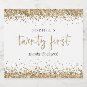 金ゴールドグリッター名応援二十一誕生日 スパークリングワインラベル (シングルラベル)