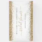 金ゴールドグリッター名日付ようこそブライダルシャワー 横断幕 (縦)