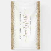 金ゴールドグリッター名日付21へようこそ 横断幕 (縦)