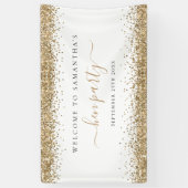 金ゴールドグリッター名日付Henパーティーへようこそ 横断幕 (縦)