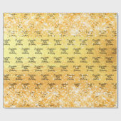 金ゴールドグリッター名誕生日 ラッピングペーパー (フラット)