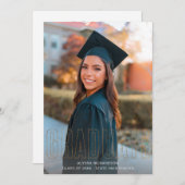 金ゴールドグリッター大学院写真お知らせ縦型 招待状 (正面/裏面)