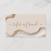 金ゴールドグリッター大理石のモダン瑪瑙は友人を参照 名刺 (正面)