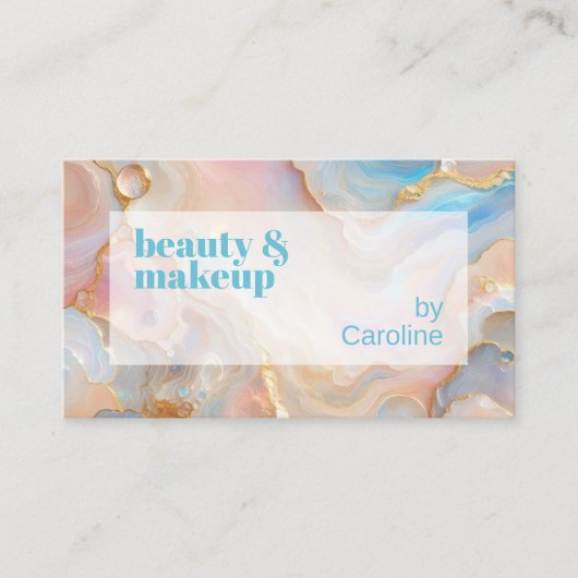 金ゴールドグリッター大理石アートパターンスキャン可能QRコード 名刺 (正面)