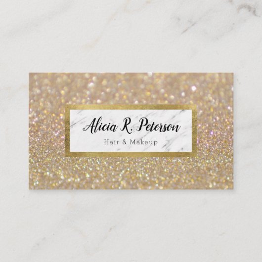 金ゴールドグリッター大理石メイクアップアーティストヘア 名刺 (正面)