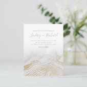 金ゴールドグリッター大理石モダン&スクリプトウェディング招待 インビテーションポストカード (スタンド正面)