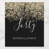 金ゴールドグリッター女性メンズ40th誕生日パーティー ワインラベル (シングルラベル)