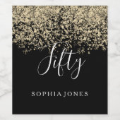 金ゴールドグリッター女性メンズ50thバースデーパーティー ワインラベル (シングルラベル)