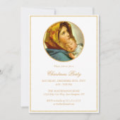 金ゴールドグリッター宗教的なクリスマスパーティー 招待状 (正面)