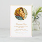 金ゴールドグリッター宗教的なクリスマスパーティー 招待状 (スタンド正面)