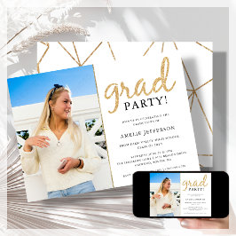 金ゴールドグリッター幾何写真卒業招待状 招待状