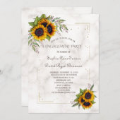 金ゴールドグリッター幾何学的ひまわり婚約パーティ 招待状 (正面/裏面)