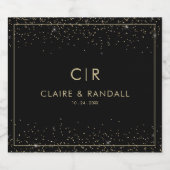 金ゴールドグリッター幾何学的エレガントな結婚式 スパークリングワインラベル (シングルラベル)