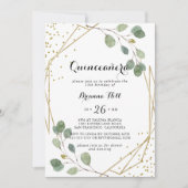 金ゴールドグリッター幾何学的グリーンリークインセアニラ 招待状 (正面)