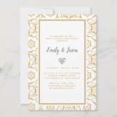 金ゴールドグリッター幾何形状ハート 招待状 (裏面)