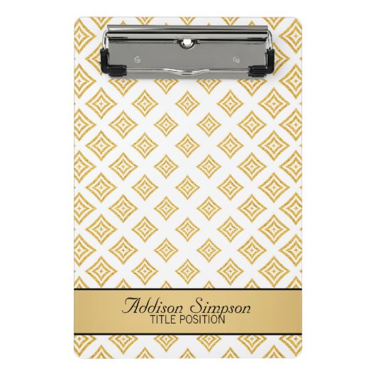 金ゴールドグリッター幾何形状継ぎ目なしパターン ミニクリップボード (正面)