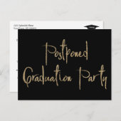 金ゴールドグリッター延期の卒業パーティブラック ポストカード (正面/裏面)