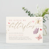 金ゴールドグリッター彼与えは私蝶ブライダルシャワー 招待状 (スタンド正面)