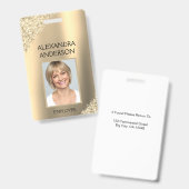 金ゴールドグリッター従業員名写真企業の バッジ (正面＆裏面)