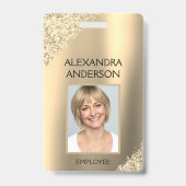 金ゴールドグリッター従業員名写真企業の バッジ (正面)