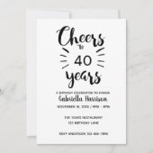 金ゴールドグリッター応援から40歳の誕生日 招待状 (正面)