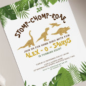 金ゴールドグリッター恐竜トロピカルフォレスト誕生日 招待状