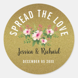 金ゴールドグリッター愛のフローラ結婚の ラウンドシール