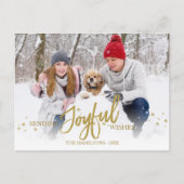 金ゴールドグリッター手書き写真クリスマスホリデー ポストカード (正面)