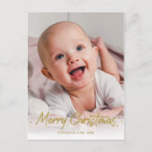 金ゴールドグリッター手書き写真メリークリスマス ポストカード (正面)