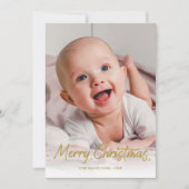 金ゴールドグリッター手書き写真メリークリスマス 招待状 (正面)