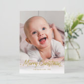 金ゴールドグリッター手書き写真メリークリスマス 招待状 (スタンド正面)