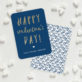 金ゴールドグリッター教室ハッピーバレンタインデー ノートカード